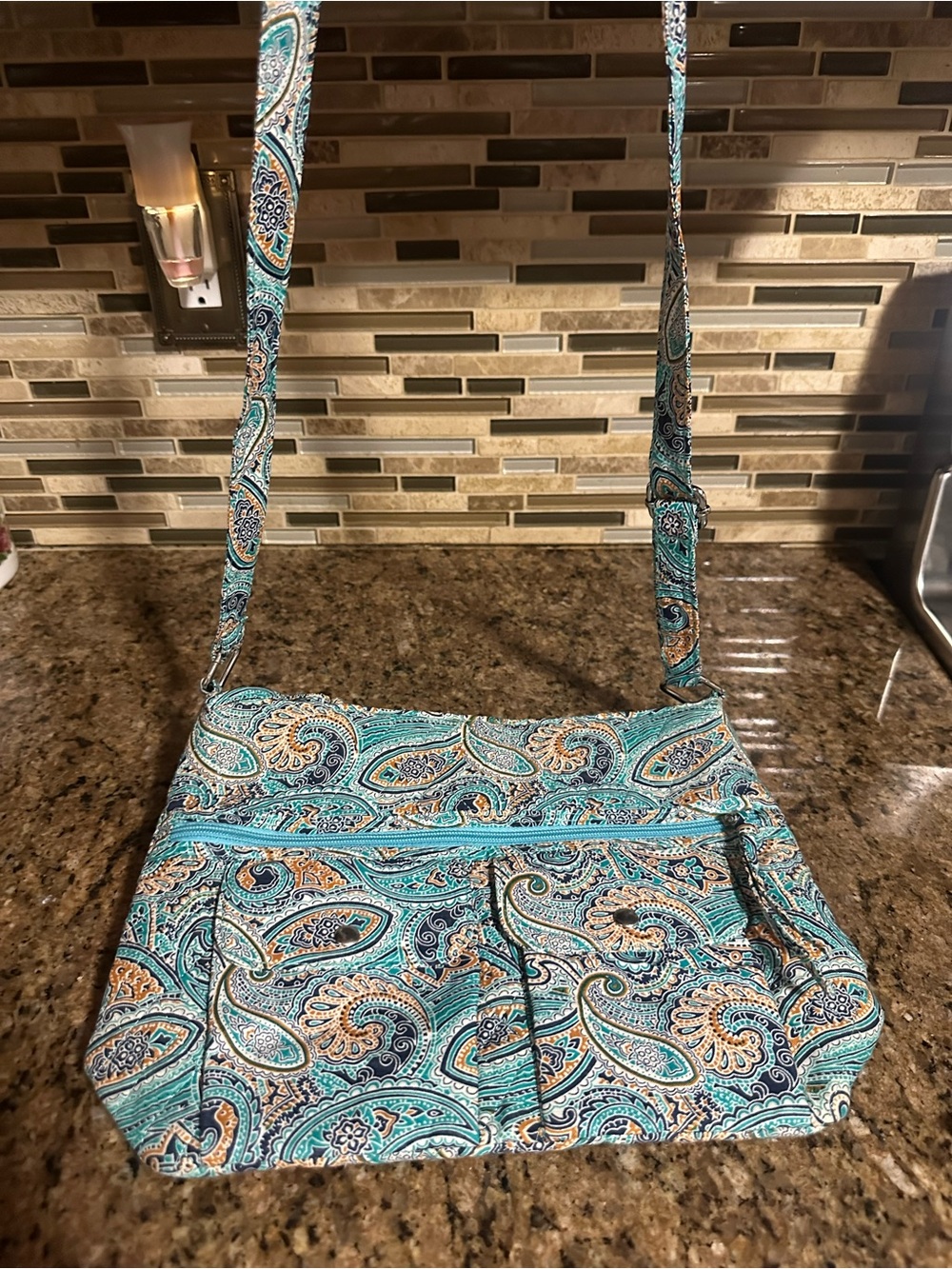 Waverly Turquoise Paisley Crossbody Shoulder Bag - Women's Casual Tote